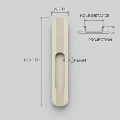 Louvre Fluted Oblong Recessed Pull Handle - Matte Ivory Cream