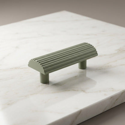 Premium Fluted Half-Moon Cabinet Pull – Matte Sage Green (96mm)