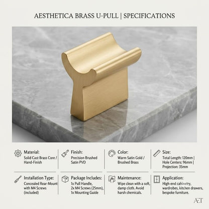 Concierge Solid Brass Cabinet Pull - Satin Gold T-Bar Knob