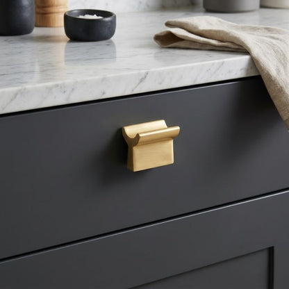 Concierge Solid Brass Cabinet Pull - Satin Gold T-Bar Knob