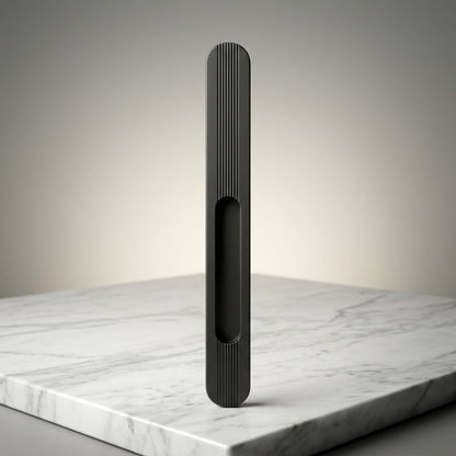 Fluted Ellipse Recessed Pull Handle - Matte Dark Charcoal