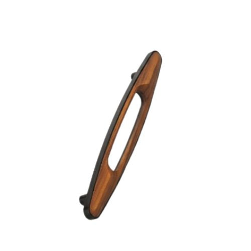 AH Modern Oval Walnut Wood Inlay Cabinet Handle – Matte Black (160mm CC)