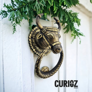 CURIOZ | CODE 228 |DOOR KNOCKERS |BRASS BULL DOOR KNOCKER