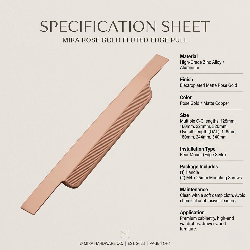 MIRA Fluted Edge Pull – Matte Rose Gold