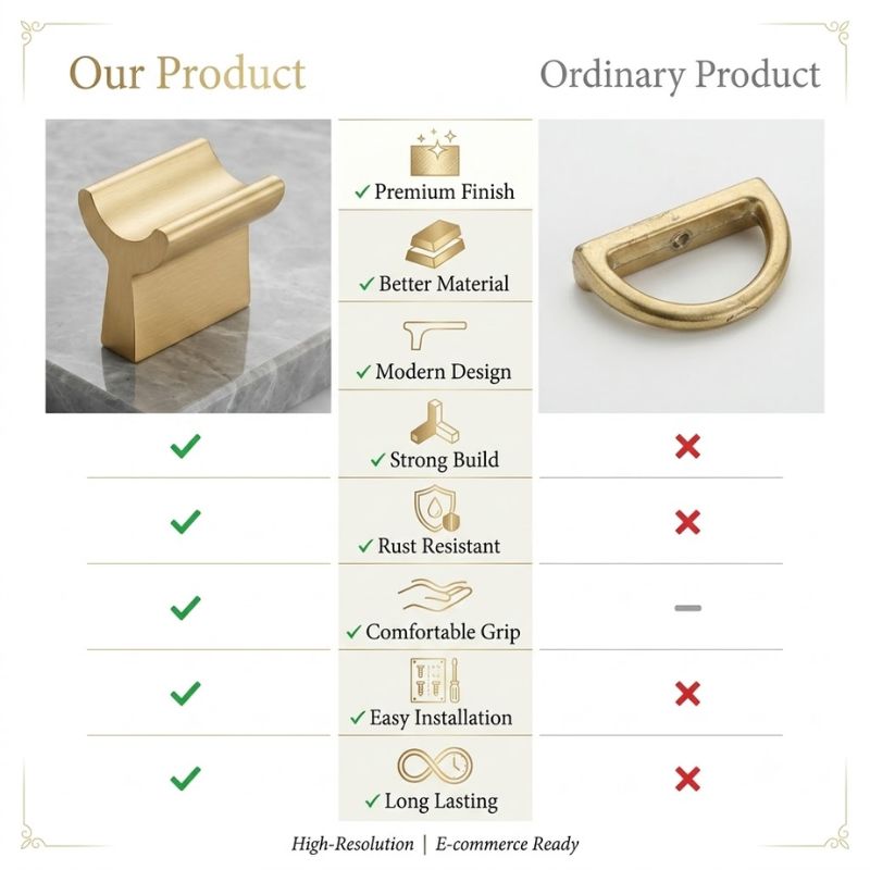 Concierge Solid Brass Cabinet Pull - Satin Gold T-Bar Knob