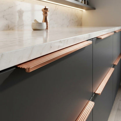 Aurora Premium Fluted Cabinet Pull – Satin Copper (Warm Tone)