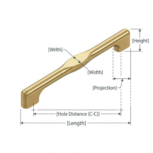 The Facet-Pull Cabinet Handle – Polished PVD Gold (310mm)