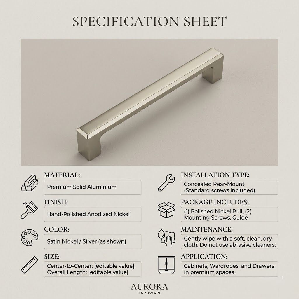 Aethel Premium Fluted Linear Cabinet Pull – Satin Silver (320mm)