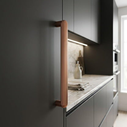 Aurum Premium Fluted Cabinet Pull – Luxurious Copper-Rose Gold Plate