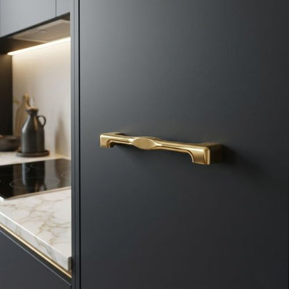 The Facet-Pull Cabinet Handle – Polished PVD Gold (310mm)