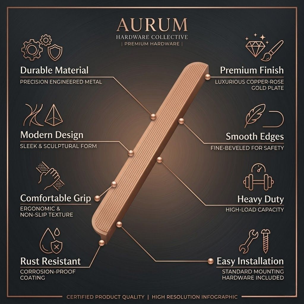 Aurum Premium Fluted Cabinet Pull – Luxurious Copper-Rose Gold Plate