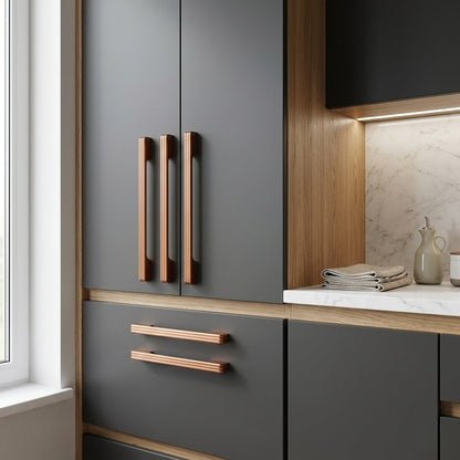 Linea Reeded Collection Cabinet Pull – Warm Polished Copper
