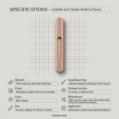 Fluted Ellipse Recessed Pull Handle - Solid Brass Rose Gold Finish