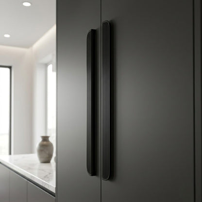 Aura Premium Linear Grooved Pull – Deep Matte Black (480mm)