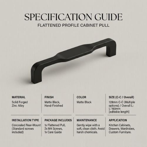 Aethel Premium Faceted Cabinet Handle – Jet Matte Black (310mm)