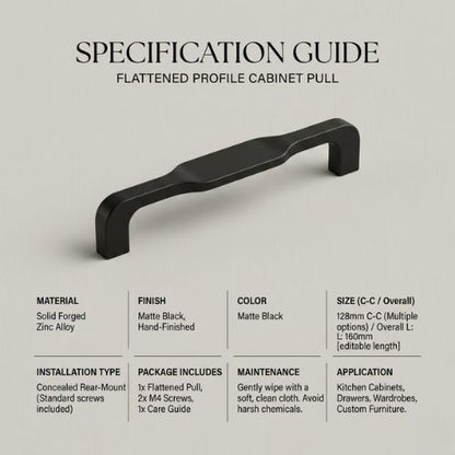 Aethel Premium Faceted Cabinet Handle – Jet Matte Black (310mm)