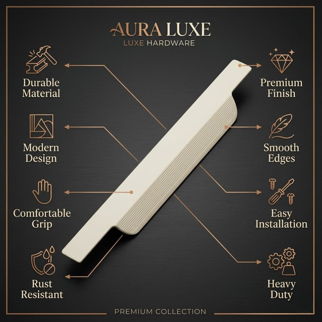Elora Collection Fluted Edge Pull – Creamy White (150mm)