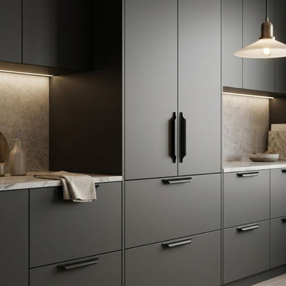 Matte Black Profile Edge Pull - Modern Aluminium Cabinet Handle