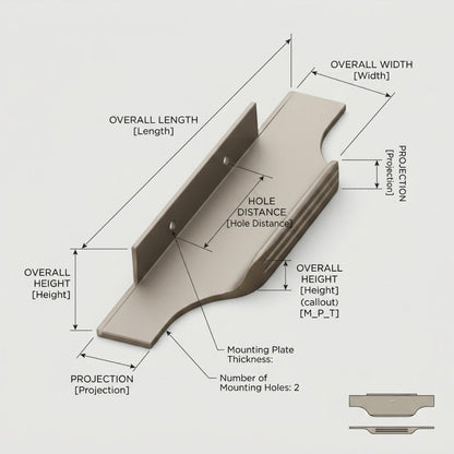 Elara Champagne Nickel Cabinet Pull - 160mm Profile Handle