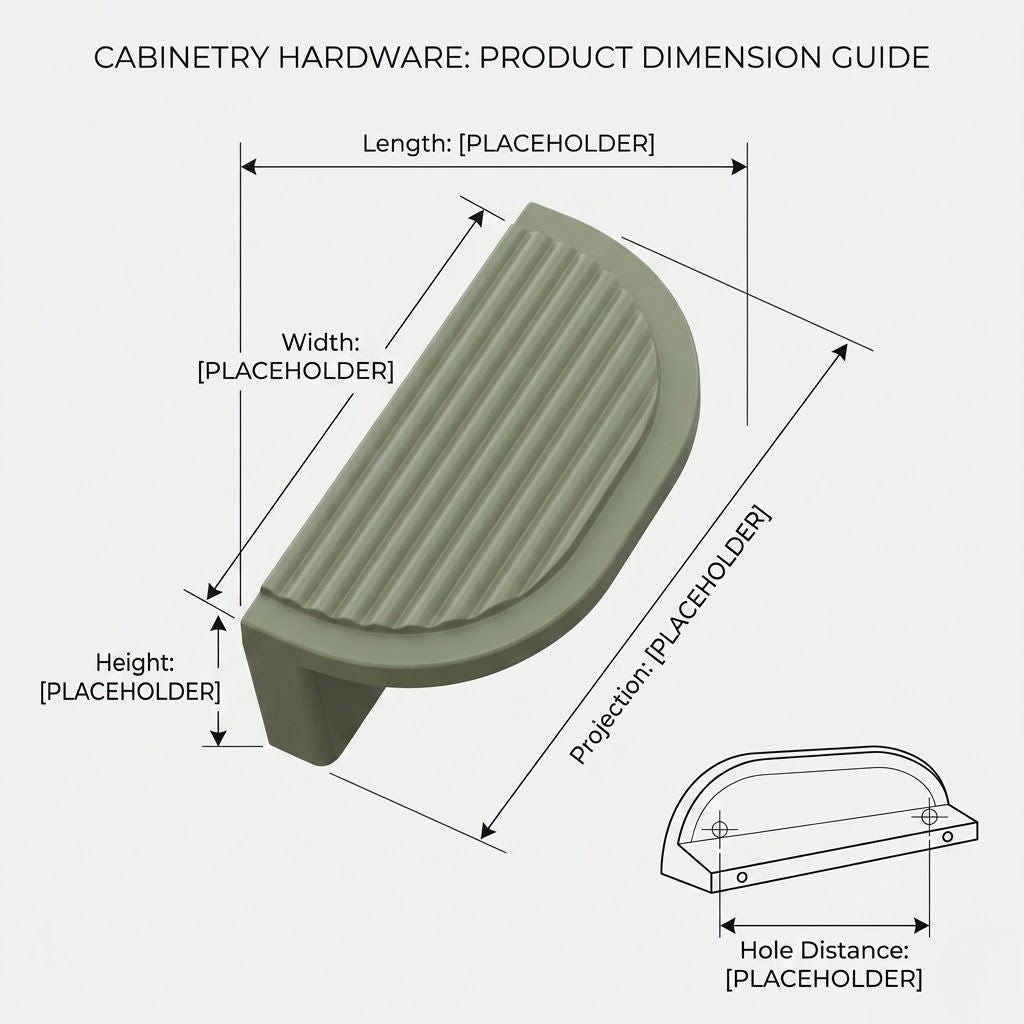 Premium Fluted Half-Moon Cabinet Pull – Matte Sage Green (96mm)