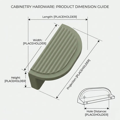 Premium Fluted Half-Moon Cabinet Pull – Matte Sage Green (96mm)