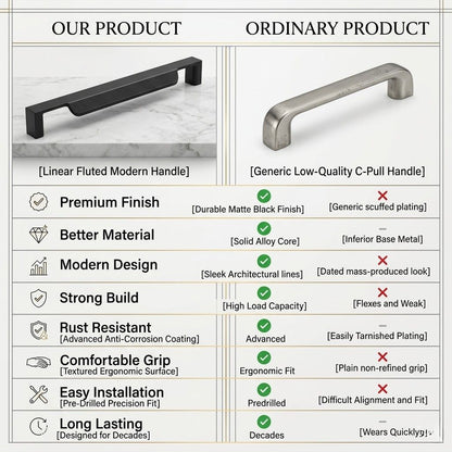 MIRA Series Recessed Edge Pull – Matte Black (128mm)