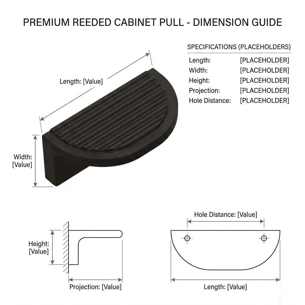 Premium Fluted Half-Moon Cabinet Pull – Deep Black (128mm)