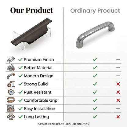 Matte Black Profile Edge Pull - Modern Aluminium Cabinet Handle