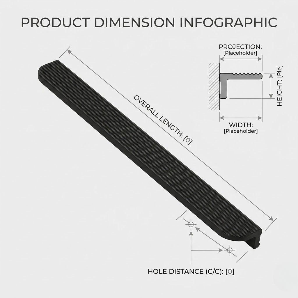 Aura Premium Linear Grooved Pull – Deep Matte Black (480mm)