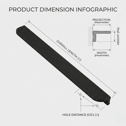 Aura Premium Linear Grooved Pull – Deep Matte Black (480mm)