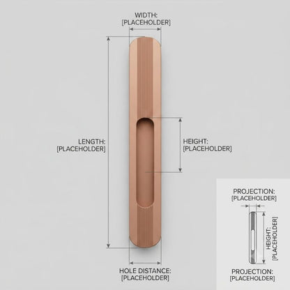 Fluted Ellipse Recessed Pull Handle - Solid Brass Rose Gold Finish