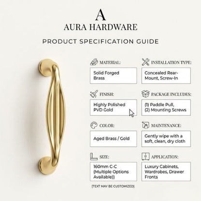 The Facet-Pull Cabinet Handle – Polished PVD Gold (310mm)