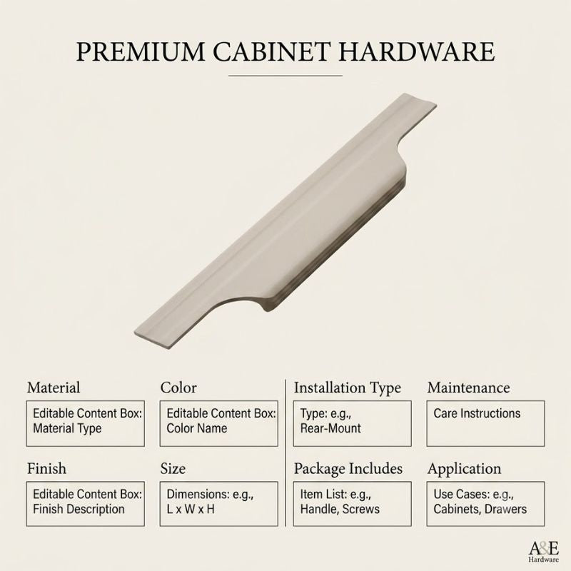 Elara Minimalist Cabinet Pull - Matte Cream Zinc Alloy Handle