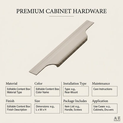 Elara Minimalist Cabinet Pull - Matte Cream Zinc Alloy Handle