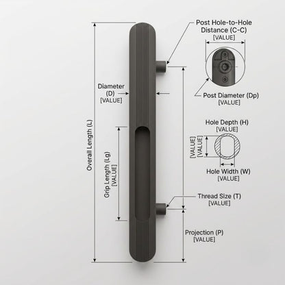 Fluted Ellipse Recessed Pull Handle - Matte Dark Charcoal
