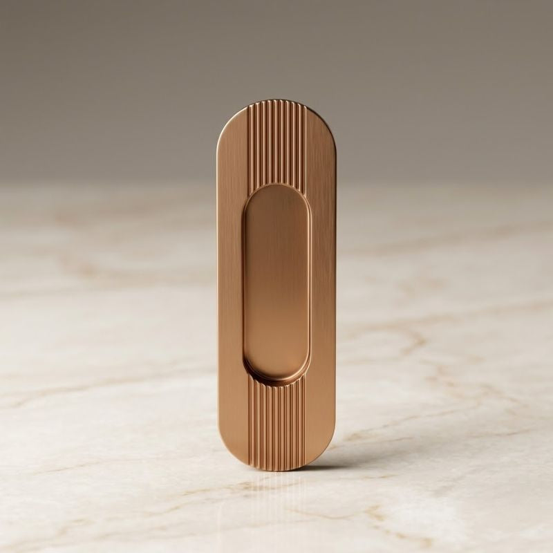 Fluted Recessed Gold Pull Handle - Solid Brass Hardware