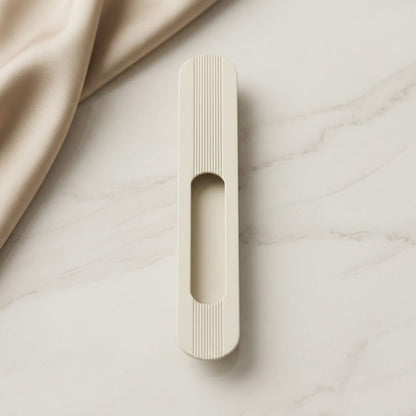 Louvre Fluted Oblong Recessed Pull Handle - Matte Ivory Cream